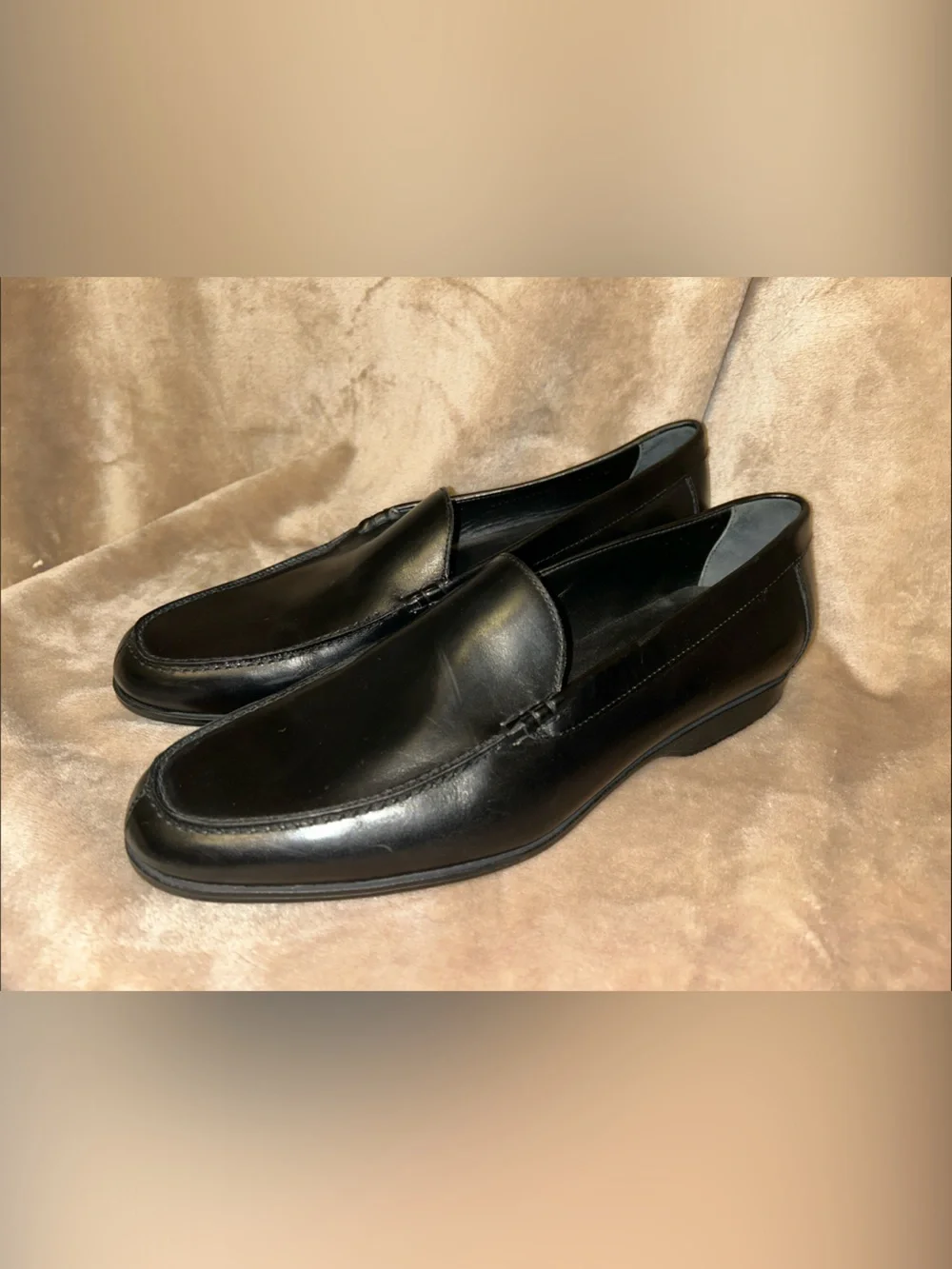 Ralph Lauren Collection Sleek Black Polished Italian Leather Shoe Loafers 13